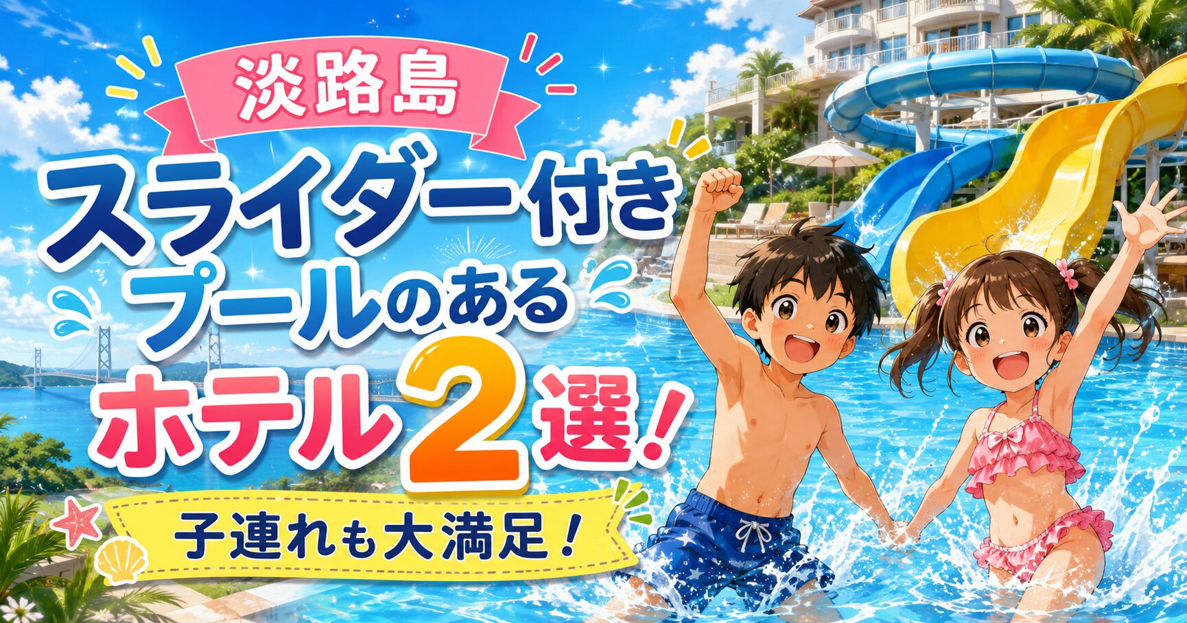 【淡路島】スライダー付きプールのあるホテル2選!子連れも大満足!